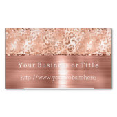 ピーチバラ金ゴールドスパークルレオパードグリッツ マグネット名刺 (正面)