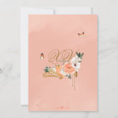 ピーチバラ金ゴールドティアラバタフライキエレガントンス 招待状 (裏面)