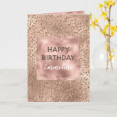 ピーチバラ金ゴールドヒョウ印刷グリッター誕生日 カード (黄色い花)