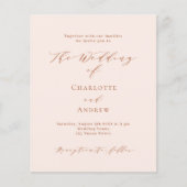 ピーチバラ金ゴールドフォーマル予算結婚式招待状 (正面)