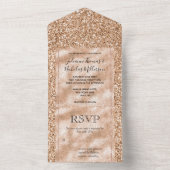 ピーチバラ金ゴールド赤面グリッターグリッツ オールインワン招待状 (内側)