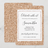 ピーチバラ金ゴールド赤面グリッターグリッツ 招待状 (正面/裏面)