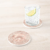 ピーチバラ金ゴールド赤面ピンクグリッツヒョウ印刷 コースター (側面)