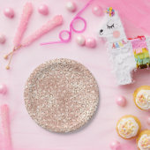 ピーチバラ金ゴールド赤面ピンクグリッツヒョウ印刷 ペーパープレート (パーティー)