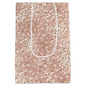 ピーチバラ金ゴールド赤面ピンクグリッツヒョウ印刷 ミディアムペーパーバッグ (裏面)