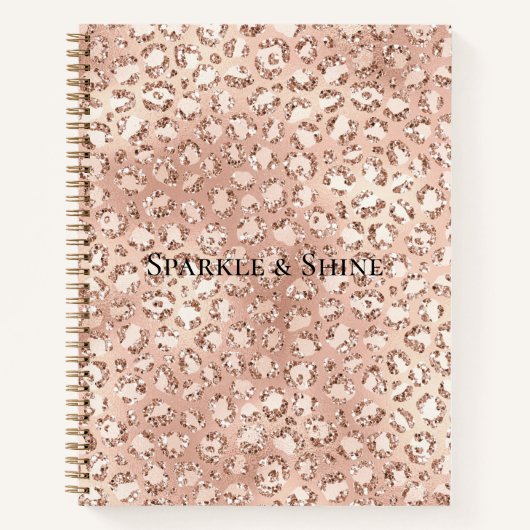 ピーチバラ金ゴールド赤面ピンクグリッツレオパードプリント    ノートブック (正面)
