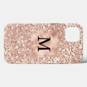 ピーチバラ金ゴールド赤面ピンクグリッツレオパードモノグラム Case-Mate iPhoneケース (裏面 (横))