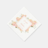 ピーチバラ |水彩フローラ結婚のナプキン スタンダードカクテルナプキン (角)
