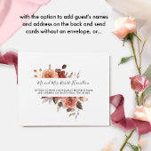 ピーチバーガンディ赤面フローラ結婚ズティアオフRSVP オールインワン招待状