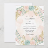 ピーチパステルフラワーズの結婚式 招待状 (正面/裏面)