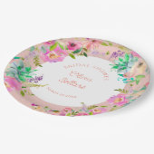 ピーチパステルフローラプロフュージョンブライダルシャワー ペーパープレート (アングル)