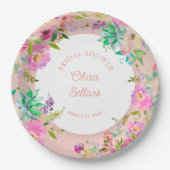 ピーチパステルフローラプロフュージョンブライダルシャワー ペーパープレート (正面)