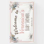 ピーチパステルボタニカルベビーシャワーウェルカム 横断幕 (縦)