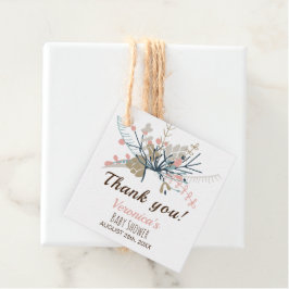 ピーチパステルボタニカルベビーシャワーサンキューサンキュー フェイバータグ