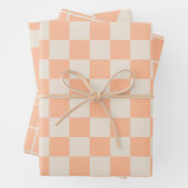 ピーチパステルミニマリストチェックライン旋回パターン ラッピングペーパーシート (インサイチュ)
