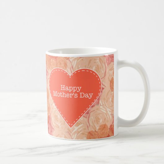 ピーチパステルヴィンテージバラパターンマザーズデイマグ コーヒーマグカップ (右)