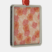 ピーチパステルヴィンテージバラパターン メタルオーナメント (右)