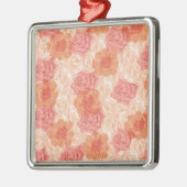 ピーチパステルヴィンテージバラパターン メタルオーナメント (左)