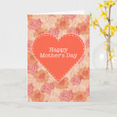 ピーチパステルヴィンテージバラマザーズデイカード カード (黄色い花)