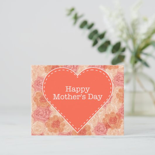 ピーチパステルヴィンテージバラマザーズデイカード ポストカード (スタンド正面)