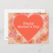 ピーチパステルヴィンテージバラマザーズデイカード ポストカード (正面/裏面)