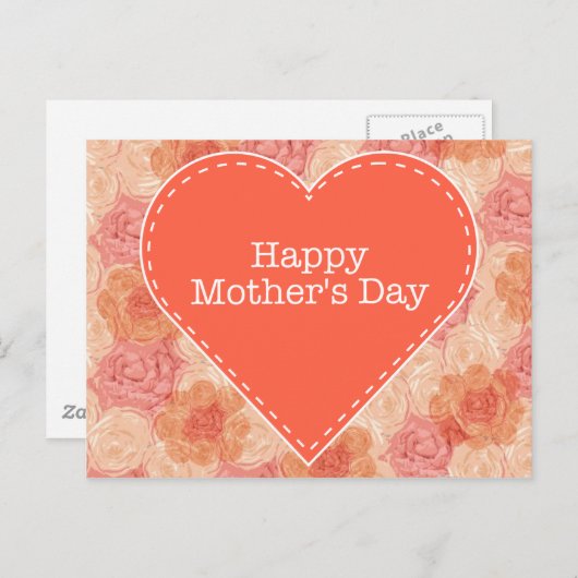 ピーチパステルヴィンテージバラマザーズデイカード ポストカード (正面/裏面)