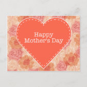 ピーチパステルヴィンテージバラマザーズデイカード ポストカード (正面)