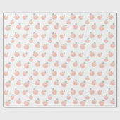 ピーチパタンキュートかわいいホワイト&ピンク ラッピングペーパー (フラット)