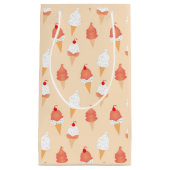 ピーチパターンを振りかけるアイスクリームコーン スモールペーパーバッグ (正面)