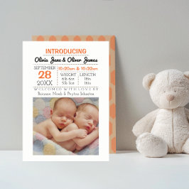 ピーチパターン写真ベビー発表 案内状