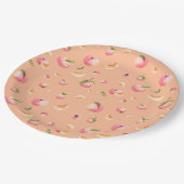 ピーチパターン誕生日 ペーパープレート (アングル)