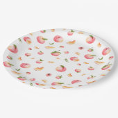 ピーチパターン誕生日 ペーパープレート (アングル)