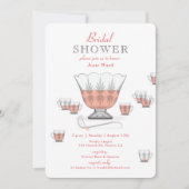 ピーチパンチクリスタルパンチボウルブライダルシャワーInvt 招待状 (正面)