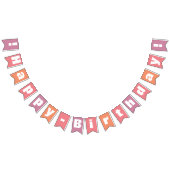ピーチパーソナライズされたコーラルピンクハッピーバースデー バンティングフラッグ (全)