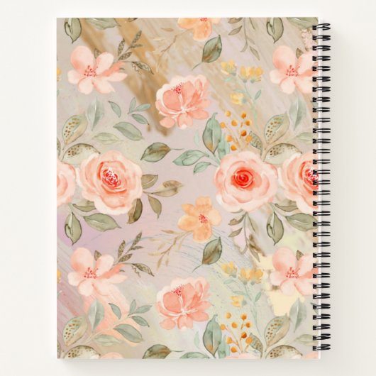 ピーチパーソナライズされたフローラ感謝ジャーナル ノートブック (裏面)