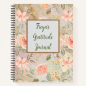 ピーチパーソナライズされたフローラ感謝ジャーナル ノートブック (正面)