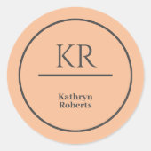 ピーチパーソナライズされたモノグラム名 ラウンドシール (正面)