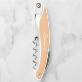 ピーチパーソナライズされた結婚の花嫁 ソムリエナイフ (正面)