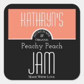 ピーチパーソナライズされた/アプリコットジャムラベル スクエアシール (正面)