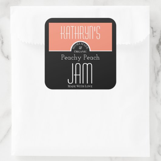 ピーチパーソナライズされた/アプリコットジャムラベル スクエアシール (バッグ)