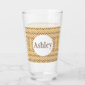 ピーチパーソナライズされた&金ゴールドシェブロンストライプ タンブラーグラス (正面)