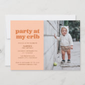 ピーチパーティーアットマイクリブ1st誕生日パーティー 招待状 (正面)