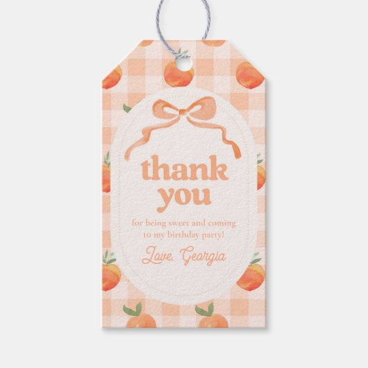 ピーチパーティーフェイバーラベル ギフトタグ (正面)