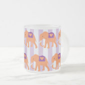 ピーチパープルゾウハートオンパープルストライプゾウ フロストグラスマグカップ (正面右)