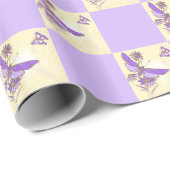 ピーチパープルバタフライラッピング紙 ラッピングペーパー (ロールコーナー)