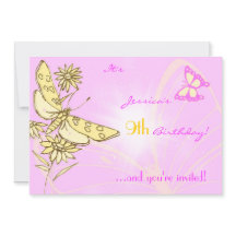 ピーチパープルバタフライ招待状