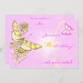 ピーチパープルバタフライ招待状 招待状 (正面/裏面)