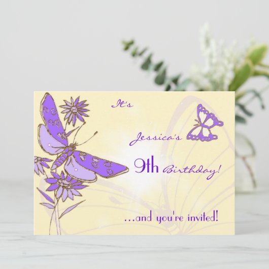 ピーチパープルバタフライ招待状 招待状 (スタンド正面)