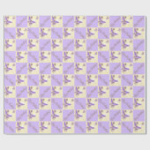 ピーチパープルバタフライ誕生日ラッピング紙 ラッピングペーパー (フラット)