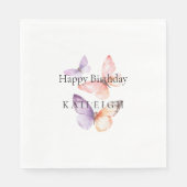 ピーチパープルラベンダー蝶誕生日 スタンダードランチョンナプキン (正面)